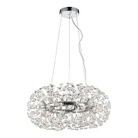 Люстра подвесная LSP-8743 Lussole прозрачная на 12 ламп, основание хром в стиле современный флористика Люстра подвесная LSP-8743 Lussole прозрачная на 12 ламп, основание хром в стиле современный флористика